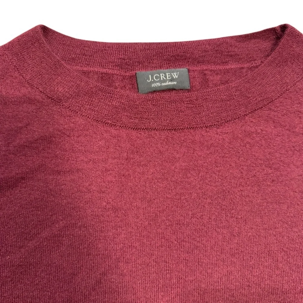 J.Crew Cashmere Boatneck Ruffle-Sleeve Burgundy Sweater Size S